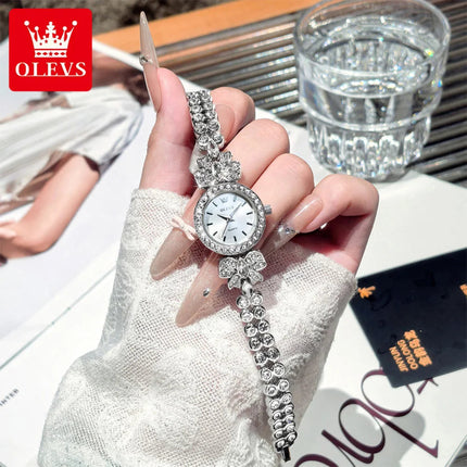 OLEVS 5887 Orologi da donna Elegante orologio al quarzo originale Orologi luminosi impermeabili per regalo donna Cinturino con diamanti Reloj Mujer platinumshop