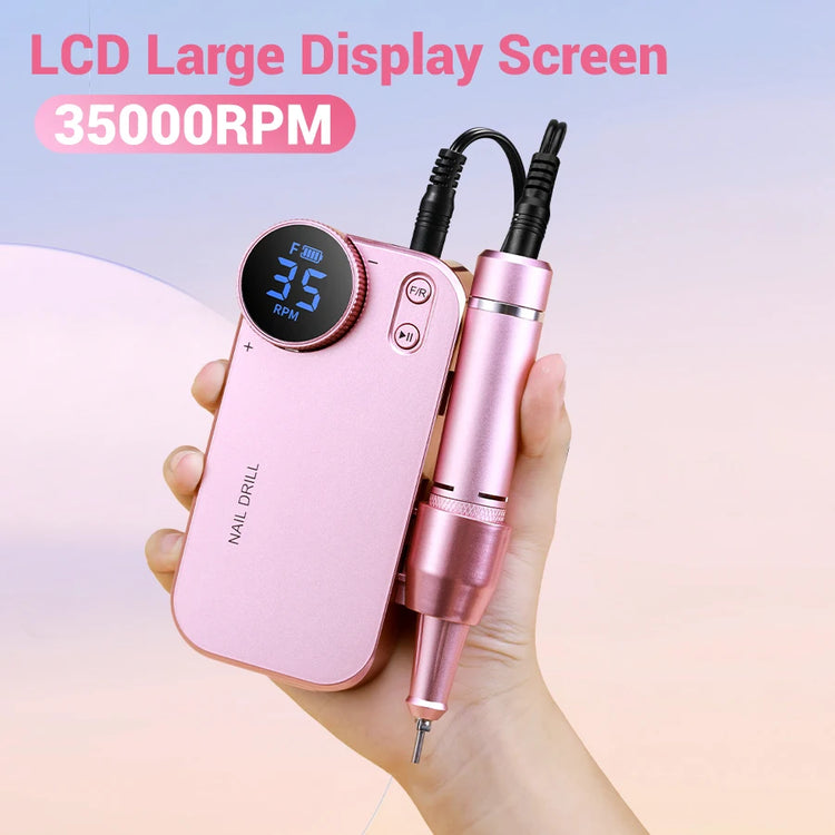 Professional Wireless Charging Electric Nail Drill Machine, 4500mAh Battery, Long Lasting Runtime, Remove Gel Nails, Nail Shaping & Polishing, Manicure Pedicure Kit for Home & Salon Use