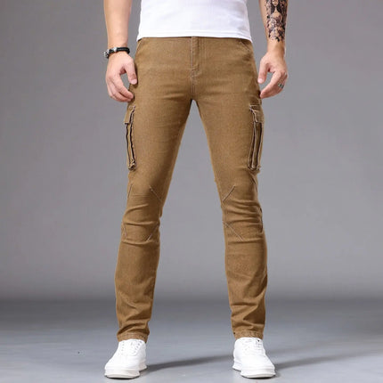 Men's Casual Jeans Vintage Straight Leg Elastic Slim Fit Autumn Winter Sweatpants Trousers Skinny Y2k Jeans Men's Cargo Pants