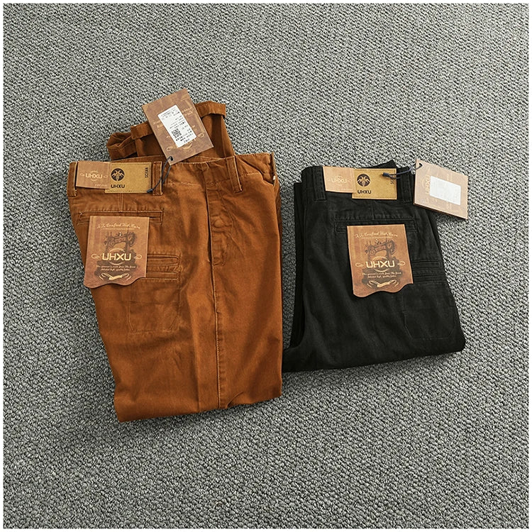 Spring And Autumn New American Retro 100% Cotton Multi-pocketed Washed Old Straight Casual Pants Loose Fashion Cargo Trousers