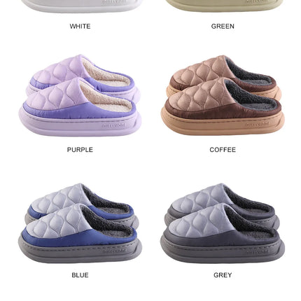 Evshine Women's Winter Furry Slippers Soft Thick Sole Indoor Plush Slides Waterproof Fluffy Shoes Warm Fur House Cotton Slippers