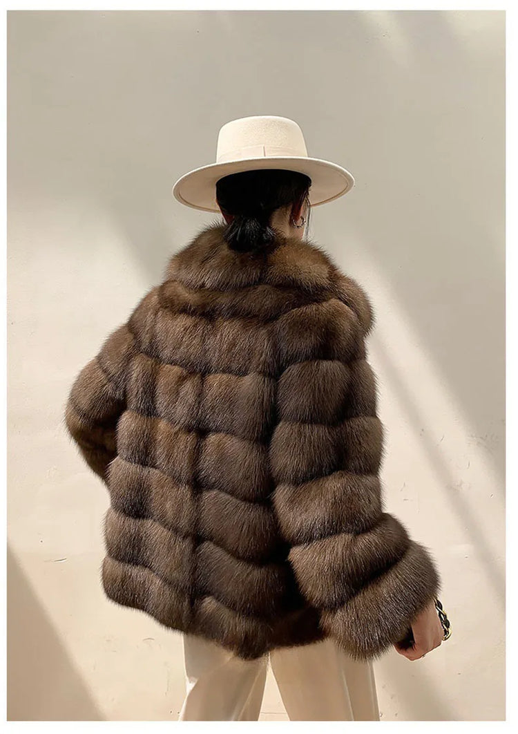 ZADORIN Luxury Designer Faux Mink Coat Woman Lapel Furry Brown Faux Fur Coat Woman Clothes Winter Chic Elegant Fluffy Fur Jacket