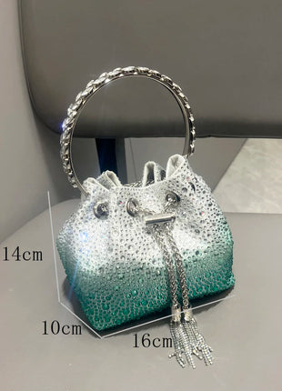 Handle Rhinestones Evening clutch Bag Purses and handbag luxury Designer shoulder bag Shiny Crystal Clutch purse bucket bag PlatiNum