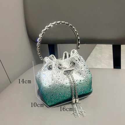 Handle Rhinestones Evening clutch Bag Purses and handbag luxury Designer shoulder bag Shiny Crystal Clutch purse bucket bag PlatiNum