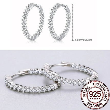 CWWZircons 925 Sterling Silver New Fashion Cubic Zircon Round Hoop Earrings for Women Girls Fine Party Jewelry Accessories SE012 PlatiNum