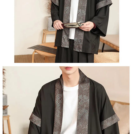 Camicia Samurai Giapponese per Uomo, Stile Sumo, Casual Oversize, Kimono Tradizionale con Stampa Vintage