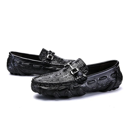 Scarpe Casual da uomo in vera pelle stile coccodrillo mocassini per scarpe comodi da uomo scarpe da uomo Casual Slip on semplici scarpe da guida