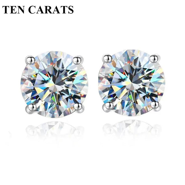 Orecchini a lobo QMSHR con moissanite da 0,5-2 carati, placcati oro giallo 18K, in argento 925, per matrimonio, gioielli da donna e uomo con certificato GRA platinumshop