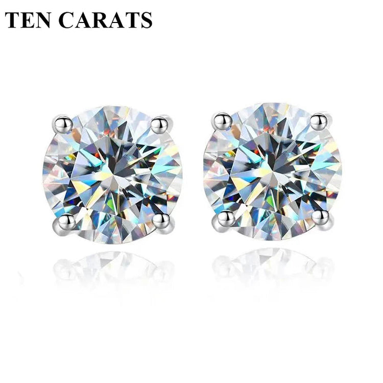 Orecchini a lobo QMSHR con moissanite da 0,5-2 carati, placcati oro giallo 18K, in argento 925, per matrimonio, gioielli da donna e uomo con certificato GRA platinumshop