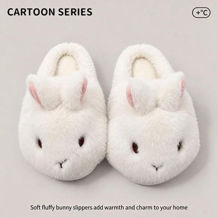 Cute Brown Bunny Plush Slippers Women Winter Warm Rebound Soft Sole House Shoes Indoor Fuzzy Non-Slip Comfortable Home Footwear
