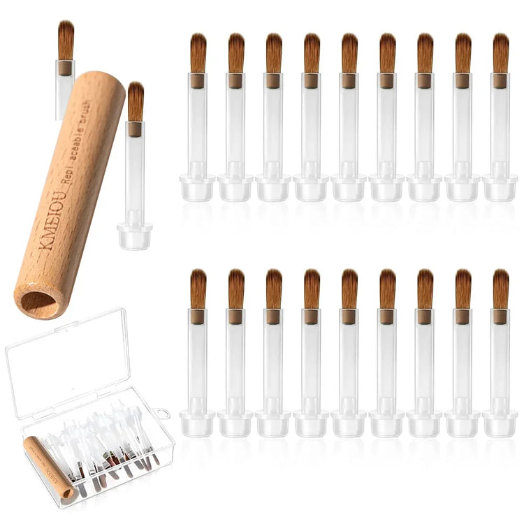 20pcs Disposable Nail Polish Brushes with Wood Handle Gel Polish Replacement Brush with Box Set for Dip Base Coat Salon Tools