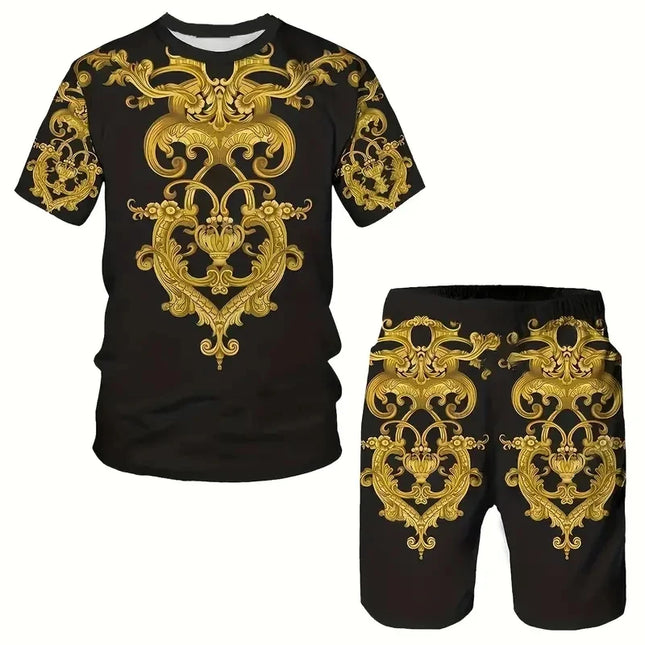 Nouveau costume deux pièces pour homme, imprimé écossais, mode été, col rond, polo à manches courtes + short, ensemble deux pièces pour homme