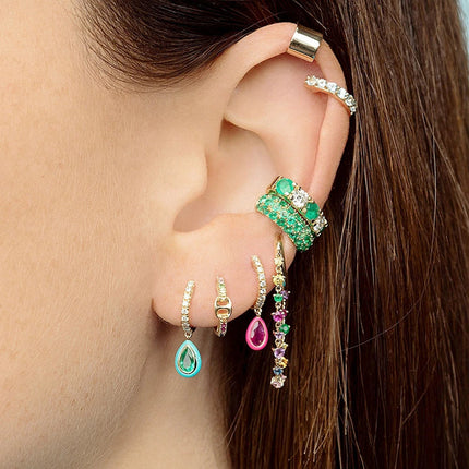 925 Sterling Silver Needle Green Zircon Gold Earrings Heart Hoop Earrings for Women Delicate Stud Earrings Luxury Jewelry Gifts PlatiNum