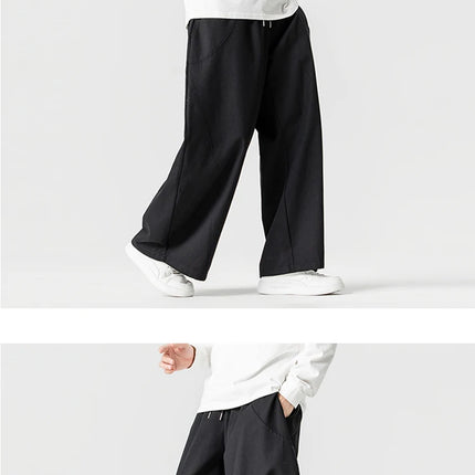 Pantaloni Primaverili 2026 da Uomo, Comodi e Larghi in Cotone, Stile Hip Hop, Tinta Unita, Moda Casual, Gamba Larga, Taglie Forti fino a 5XL