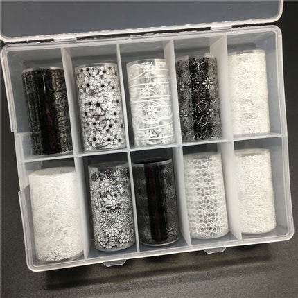 10 Patterns New Metal Nail Foils for Transfer Paper Stickers Floral Chameleon Nails Wraps DIY Water Marble Nail Art Decorations