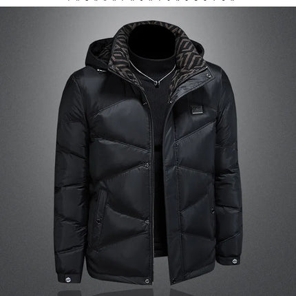2025 Autumn And Winter Men's 90% White Duck Down Black Hooded Down Jacket Kurtka Zimowa Duck Down Jacket Mens Clothing