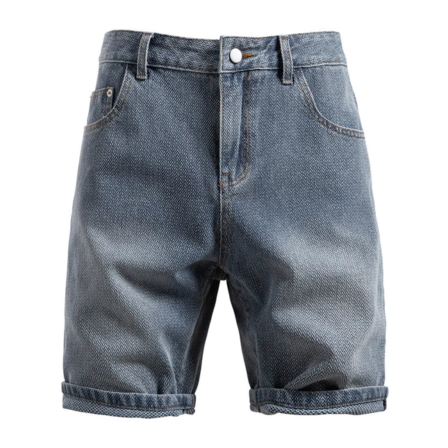 AIOPESON Pantalones cortos vaqueros casuales retro de verano para hombre 2025 Pantalones cortos vaqueros de mezcla de algodón vintage ajustados y cómodos