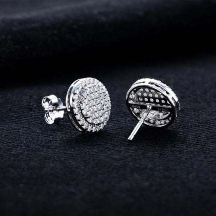 MossanRappr 0.9cttw Moissanite Bling Orecchini rotondi in argento sterling 925 Moda Gioielli Hip Hop Regali per donne e uomini platinumshop