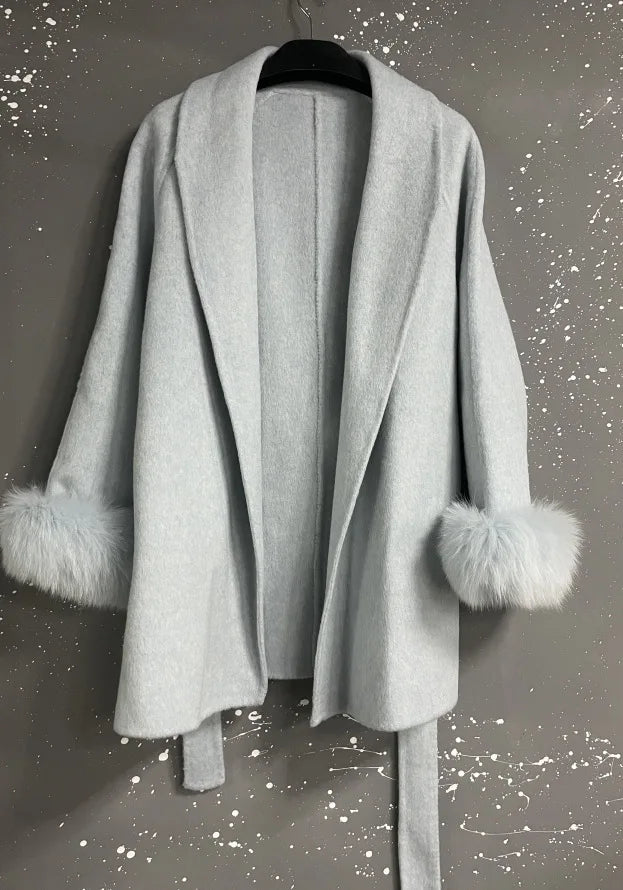 BJTZ Fox Fur Classic Long Double-Sided Pure Wool Coat For Women 2025 New Autumn Winter High-End Woolen Jacket
