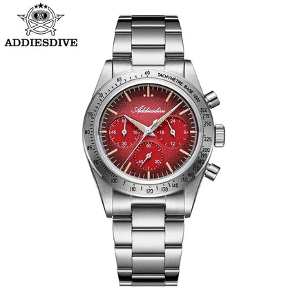 ADDIESDIVE Watch New 37mm Chronograph Men Quartz Wristwatch Domed Glass 316L Stainless Steel 100m Waterproof C3 Luminous AD2552