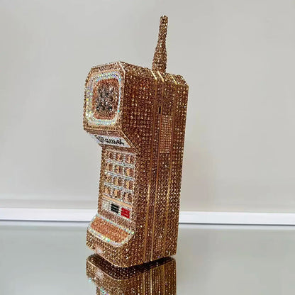 XIYUAN 2025 Cristalli a forma di cellulare Borse da sera Donna Splendidi strass bling Pochette Borse di classe Borsa per festa di nozze