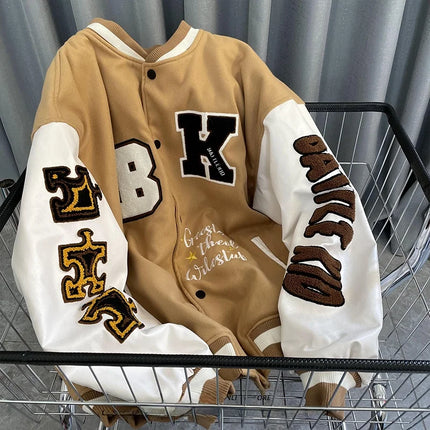American Retro Baseball Jacket Unisex Loose Street Style Spring Autumn Couple Outerwear Windproof Long Sleeve Youth Fashion