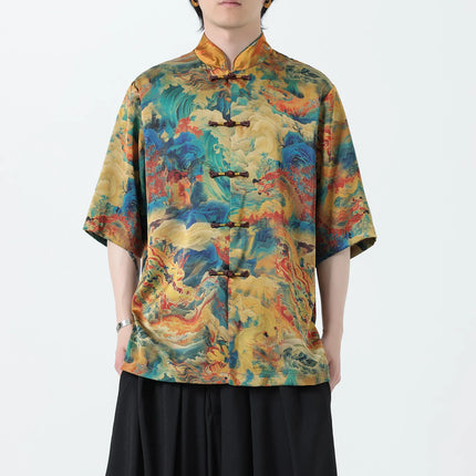 Camicie Stampate da Uomo, Stile Retrò Hawaiano, Traspiranti, Comode e Oversize con Maniche Corte