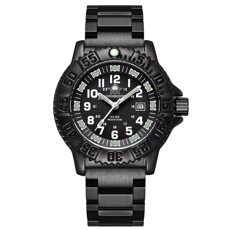 ADDIESDIVE 44mm Men's  Wrist Watch 50m Water Resistant Large Luminous Dial Date Display Stainless Steel Men's Quartz Watch