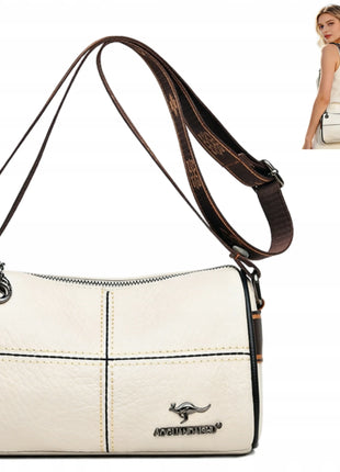 Borsa a Tracolla in Vera Pelle per Donne, Piccola Borsa Messenger Bianca con Tracolla Regolabile e Tasca per Telefono