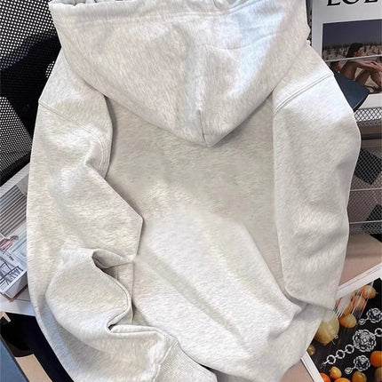 Spring And Autumn Thin Collection Fashion Trends Versatile Casual Lazy Wind 2025 New Cute Girl Zipper Fun Cat Print Hooded