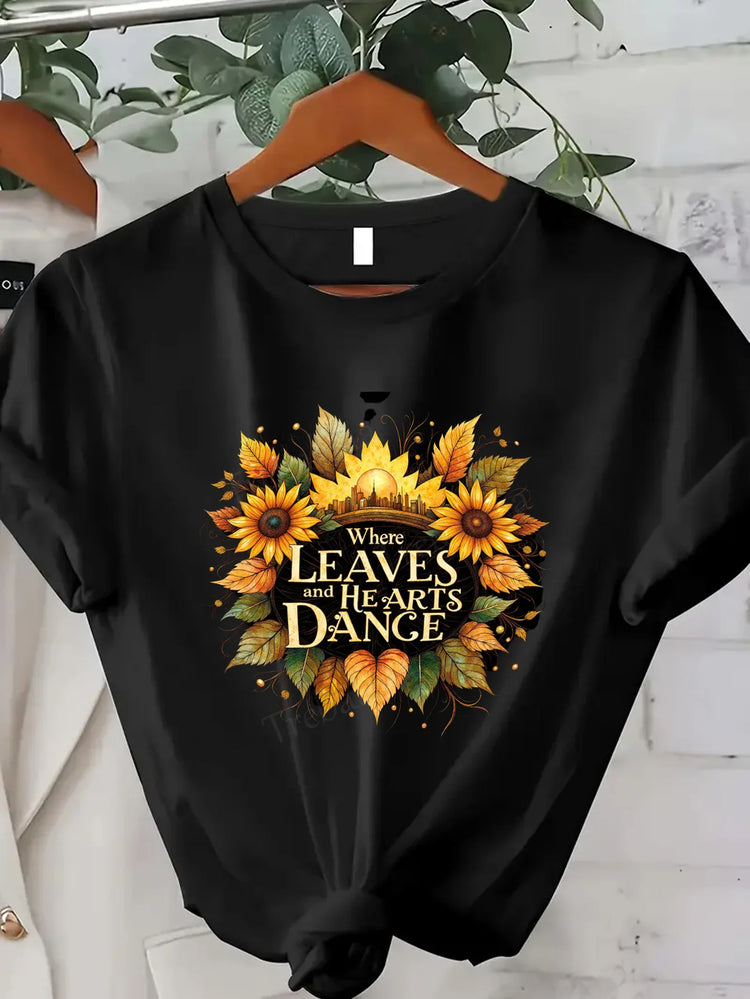 Comoda maglietta con stampa da donna T-shirt floreale Harvest the Moments |   Maglietta da donna ispirata all'autunno