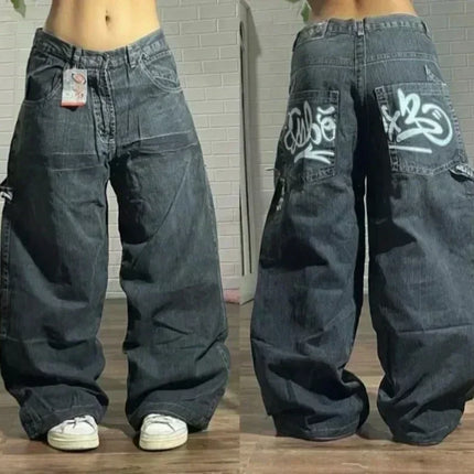 Jeans larghi ricamati modello Joker di tendenza della moda americana Donna Street Y2K Nuovi pantaloni a gamba larga oversize Hip Hop Jeans unisex