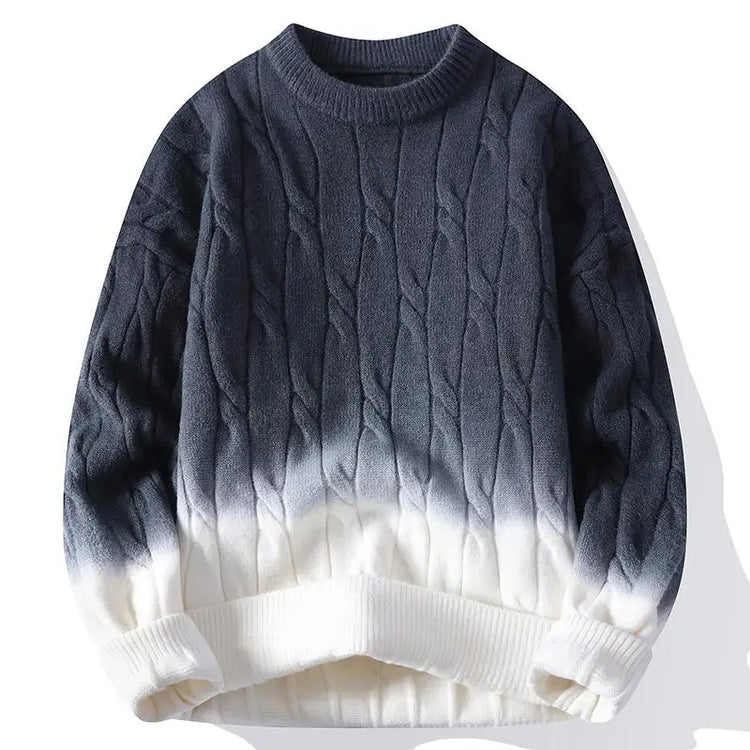 New Trendy Autumn and Winter Jacquard Pattern Pullover Sweater Casual Round Neck Color-Blocking Knit Men's Pullover