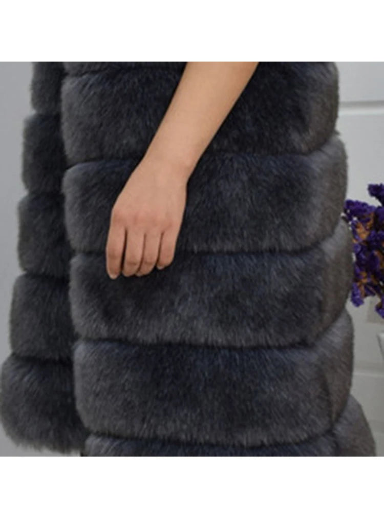 ZADORIN 9 Steps Luxury High Imitation Long Fluffy Thick Warm Faux Fur Coat Women Winter Long Sleeve Fur Coats Female Outerwear