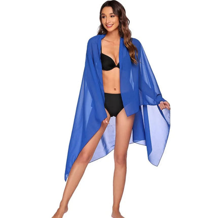 Sarong Lungo in Chiffon, Copricostume Trasparente da Spiaggia, Sciarpa Sexy per Bikini, Copricostume Unico per Donne in Vacanza platinumshop