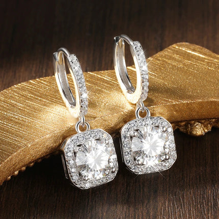 KNOBSPIN D Color Moissanite Earring 925 Sterling Sliver Plated with White Gold Earring for Women Wedding Engagement Fine Jewelry PlatiNum