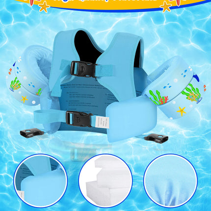Kids Swim Vest for Toddlers Floaties for Swimming Armbands 15-70 lbs Cartoon Swim Water Wings with Crotch Strap Child Pool Floats Vest