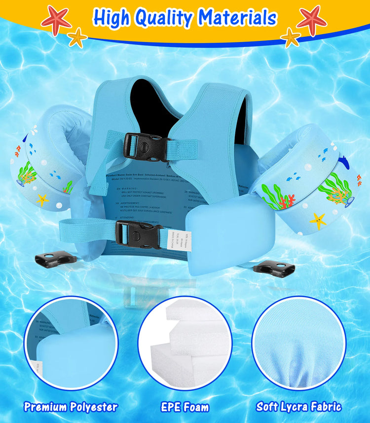 Gilet da bagno per bambini per bambini Floaties per braccioli da nuoto 15-70 libbre Ali d'acqua per nuoto in cartone animato con cinturino sul cavallo Gilet galleggianti per piscina per bambini