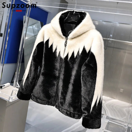 Supzoom 2024 New Arrival Imitation Rabbit Hair Cotton Top Fashion Loose Hip Hop Casual Embroidery Warm Winter Jackets Coats