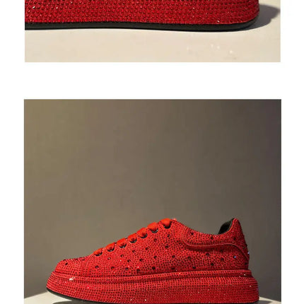 Luxury New Men Rhinestone Lace Up All Match Brand Shoes Causal Flats Loafers Sports Walking Sneakers Zapatos Hombre Vest