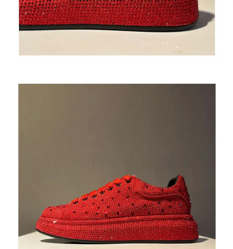 Luxury New Men Rhinestone Lace Up All Match Brand Shoes Causal Flats Loafers Sports Walking Sneakers Zapatos Hombre Vest