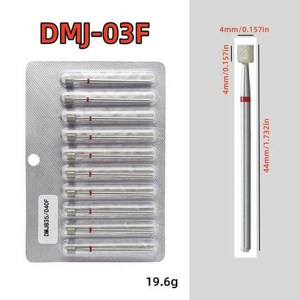 10Pcs/set Diamond Nail Drill Bit Set Nail Diamond Milling Cutter for Manicure 3/32" Burr Electric Nail File Cuticle Remover Tool 2028
