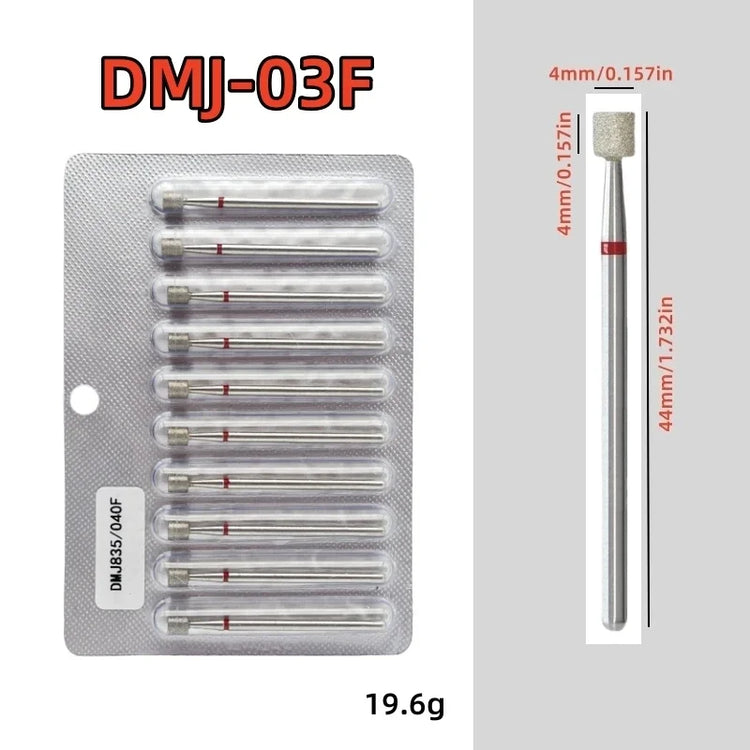 10Pcs/set Diamond Nail Drill Bit Set Nail Diamond Milling Cutter for Manicure 3/32" Burr Electric Nail File Cuticle Remover Tool 2028