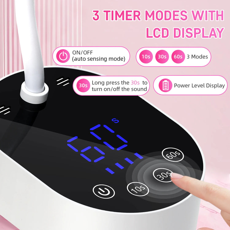 12 LEDS Nail Lamp Rechargeable 36W Nail Dryer with 3 Timer Settings Professional UV Light with LCD Touch Screen