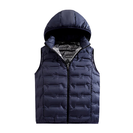 Winter Men White Duck Down Vest Men Waterproof Windproof Detachable Hat Sleeveless Vests Male Pockets Warm Ultralight Waistcoats