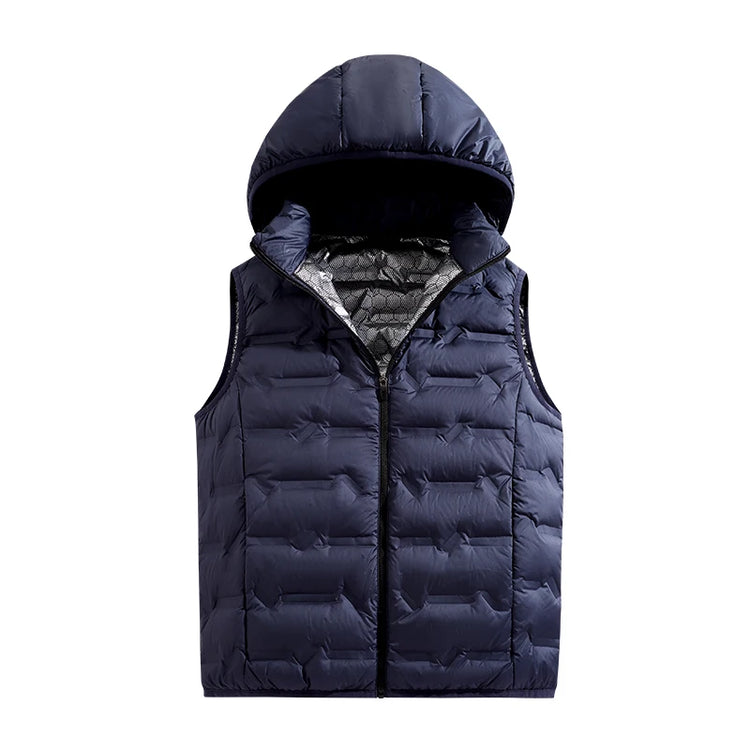 Winter Men White Duck Down Vest Men Waterproof Windproof Detachable Hat Sleeveless Vests Male Pockets Warm Ultralight Waistcoats