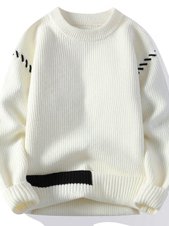 Autumn Winter Men's Sweater Warm Knit Pullovers Fashion Loose Knitted Sweaters Men Youthful Vitality Patchwork Casual Pullovers