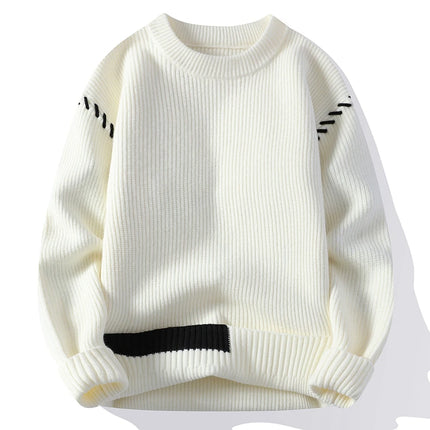 Autumn Winter Men's Sweater Warm Knit Pullovers Fashion Loose Knitted Sweaters Men Youthful Vitality Patchwork Casual Pullovers