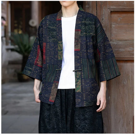 Camicie in Lino Stile Etnico con Stampa Yukata per Uomo e Donna, Abbigliamento Asiatico, Kimono Giapponese Harajuku, Camicie Retrò da Uomo