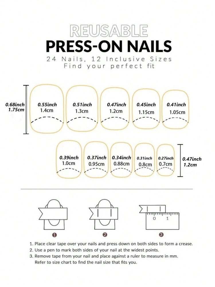 24pcs/set short square fake nails for women cute bride heart white french tips faux ongles y2k press on false nail supplies